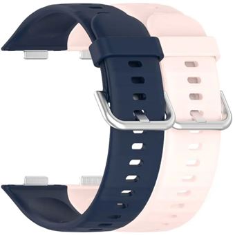 Pack 2x Bracelete em Silicone com Fecho de Metal Antiimpacto para Huawei Watch Fit 3 | Azul Meia Noite e Rosa - 1