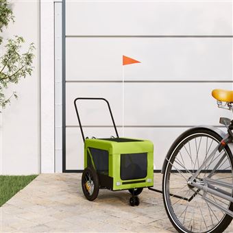 Reboque de bicicleta para animais vidaXL | Tecido oxford/ferro verde/preto - 1