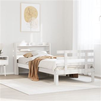 Estrutura de cama com cabeceira sem colchão vidaXL | 100x200 cm | branco - 1