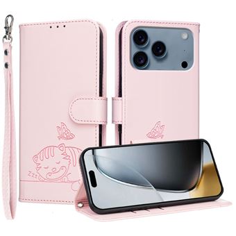 Capa FOXDOCK para iPhone 17 Pro Max | Flip | Bloqueio RFID | Fecho Magnético | Pele Sintética | Alça de Pulso Amovível | Rosa - 1