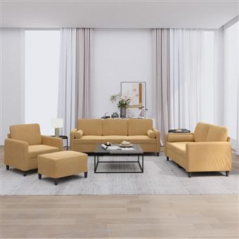 Conjunto de sofás com almofadas vidaXL | 4 Peças | veludo castanho - 1