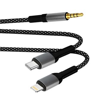 Adaptador USB-C + iPhone Lightning para Jack 3.5mm LinQ - 1