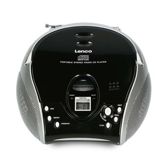 Rádio portátil FM Estéreo Lenco com leitor de CD e Antena Telescópica | Preto / Prateado - 1