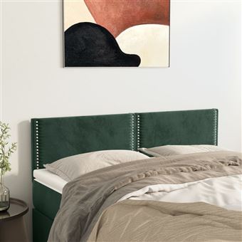 Cabeceira de Cama vidaXL |  2 Peças |  veludo 72x5x78/88 cm | verde-escuro - 1
