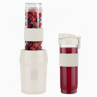 Mini Liquidificadora Portátil SWEISS MOOV8 | 2 Garrafas de 570 ml com Tampas | 4 Lâminas em Aço Inoxidável | 300W | Bege - 1