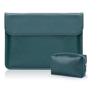 Sleeve Protetora HSMY Couro com Saco do Adaptador AC para MacBook Air 13.3 '' A1369/ A1466 - Verde Escuro - 1