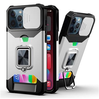 Capa e TPU com porta-cartões híbrido e pala de sol prateada removível para iPhone 13 Pro Max 6.7'' - 1