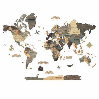 Mapa-Mundo 3D Creatifwood | Madeira | Grafite | L - 1