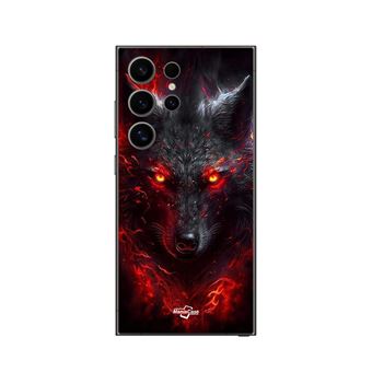 Capa Maniacase para Samsung Galaxy S25 Ultra | Lobo Preto Vermelho Fogo - 1