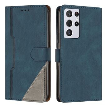 Capa FOXDOCK para Samsung Galaxy S21 Ultra | Fecho Magnético | Pele TPU Macia | 3 Compartimentos para Cartões | Função de Suporte | Azul - 1