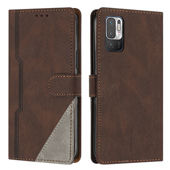 Capa FOXDOCK para Xiaomi Redmi Note 10 5G | Fecho Magnético | Pele TPU Macia | 3 Compartimentos para Cartões | Função de Suporte | Castanho - 1