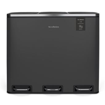 Caixote do Lixo com Pedal e 3 Compartimentos para Reciclagem Les Collectors Nº990 | 54L | Cinza Antracite - 1
