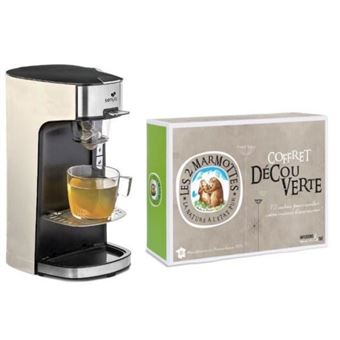 Máquina de Chá Elétrica SENYA Tea Time e Caixa de Chá Les 2 Marmottes | 72 Sacos - Bege - 1