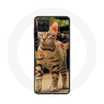 Capa Maniacase para Samsung Galaxy A12 Raça de Gatos Bengala desenho Animado - 1