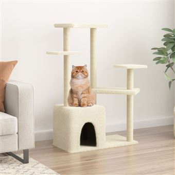 Árvore para gatos com postes arranhadores sisal vidaXL | 107,5 cm | creme - 1
