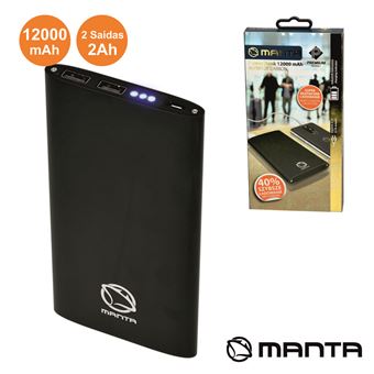 Powerbank Manta 12000Ma com Ficha Micro Usb Preto - 1