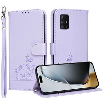 Capa FOXDOCK para Samsung Galaxy A71 5G | Flip | Bloqueio RFID | Fecho Magnético | Pele Sintética | Alça de Pulso Amovível | Roxo - 1