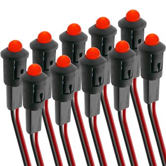Luz Piloto LED BeMatik | 8 mm 12VDC - Vermelho - Pack de 10 - 1