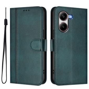 Capa FOXDOCK para Xiaomi POCO X7 Pro 5G | Estilo Vintage | TPU com Textura de Pele Antiderrapante | Compartimentos para Cartões e Suporte | Verde escuro - 1