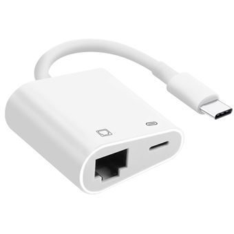 Adaptador USB-C Ethernet + USB-C Avizar | Carga e Conexão à Internet Estável - 1