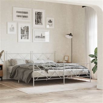 Estrutura de cama com cabeceira e pés vidaXL | 183x213 cm | metal branco - 1