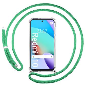 Capa Tumundosmartphone suspensa transparente para Xiaomi Redmi 10 (2021/2022) com cabo verde água - 1