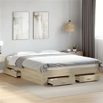 Estrutura de cama com gavetas vidaXL | derivados madeira carvalho sonoma - 1