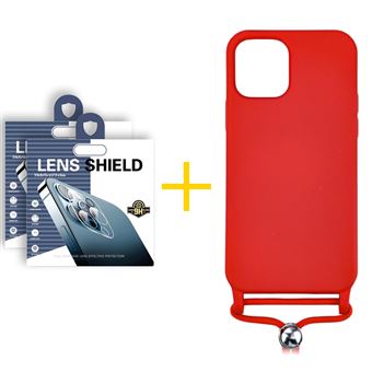 Pack 2 x Película de Câmara + Capa skyhe para Apple iPhone 13 Pro Max Gel Rope Vermelho - 1