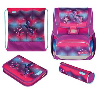 Conjunto de Mochilas Escolares Herlitz Loop Plus Funky Horse | Rosa, Roxo - 1