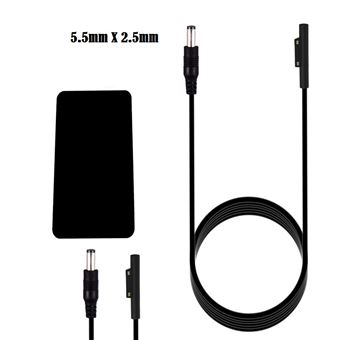 Cabo de Alimentação com Multi4you Pino 5.5mm x 2.5mm para Microsoft Surface Pro 3 Pro 4 Laptop Book PRO 2017 (1m) - 1