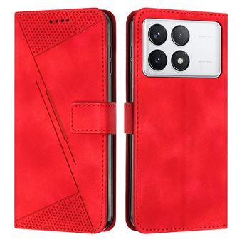 Capa FOXDOCK para Xiaomi Poco F6 Pro 5G | Pele | Flip | 3 Compartimentos para Cartões | Vermelho - 1