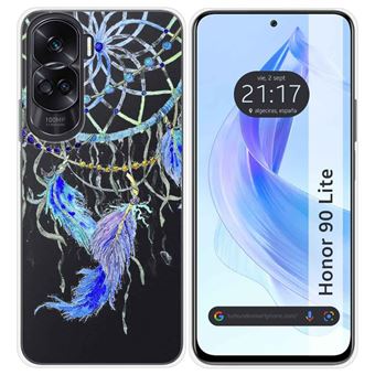 Capa Tumundosmartphone de silicone transparente para Honor 90 Lite 5G design com desenhos de penas - 1