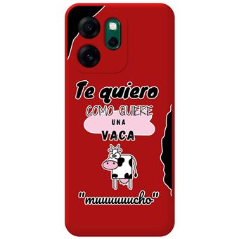 Capa Tumundosmartphone de silicone líquido vermelha para Oppo Reno 14 FS / 14FS 5G | Desenhos de design de vaca - 1