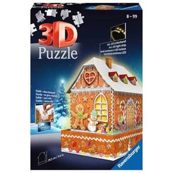 Puzzle 3D Ravensburger Edifícios Christmas Gingerbread House Night Edition | 216 Peças - 1