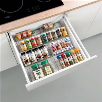 Suporte Especiarias Extensível com 4 Prateleiras Metaltex X-Pand | 2 Peças | prateado - 1