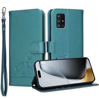 Capa FOXDOCK para Samsung Galaxy A71 5G | Flip | Bloqueio RFID | Fecho Magnético | Pele Sintética | Alça de Pulso Amovível | Verde Escuro - 1