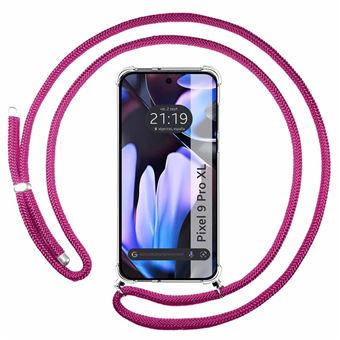 Capa de Silicone TUMUNDOSMARTPHONE para Motorola Edge 40 Neo 5G Transparente com Cordão rosa fúcsia - 1