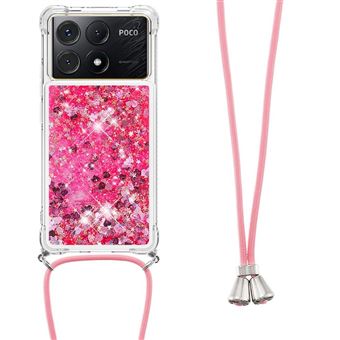 Capa Protetora GANGXUN para Xiaomi Poco X6 Pro | TPU Transparente | Brilhante com Glitter e Areia Movediça | Cor-de-rosa - 1