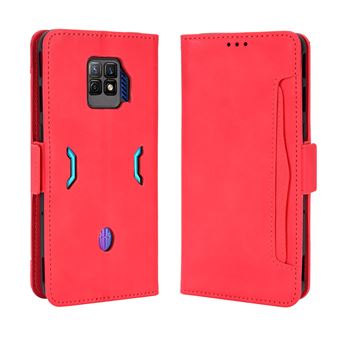 Capa FOXDOCK Protetora para ZTE Nubia Red Magic 7 Pro | Suporte e Flip de couro PU | À Prova de Choque | Vermelho - 1