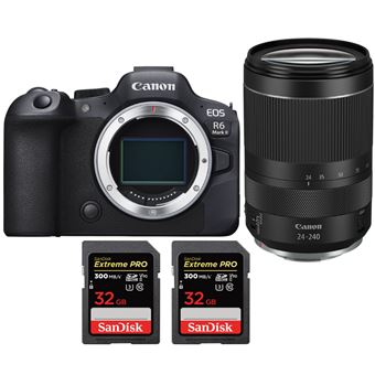 Canon EOS R6 Mark II ( R6II ) + RF 24-240mm f/4-6.3 IS USM + 2 SanDisk 32GB Extreme PRO UHS-II SDXC 300 MB/s + PDF 20 Técnicas para Melhorar as suas Fotografias - 1