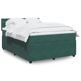 Cama com molas e colchão vidaXL | 160x200 cm | veludo verde-escuro - 1