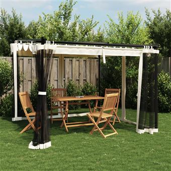 Gazebo com paredes de malha vidaXL | 3x3 m aço creme - 1