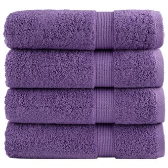 Toalha de banho premium vidaXL | 4 peças | 70x140 cm | 600 gsm algodão roxo - 1