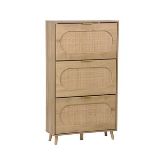 Armário para sapatos sweeek | decorativo de madeira | 3 gavetas | Natural - 1