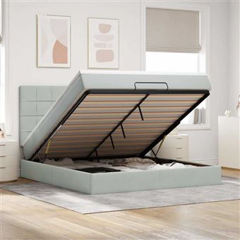 Estrutura cama otomana com colchões vidaXL | 160x200 cm | veludo cinzento claro - 1