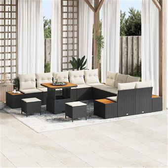 Conjunto de Sofá de Jardim vidaXL | 13 Peças | Preto Rattan Sintético - 1