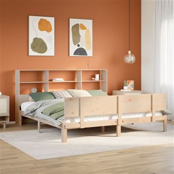 Cama com Estante sem Colchão vidaXL | 180x200 cm | pinho maciço - 1