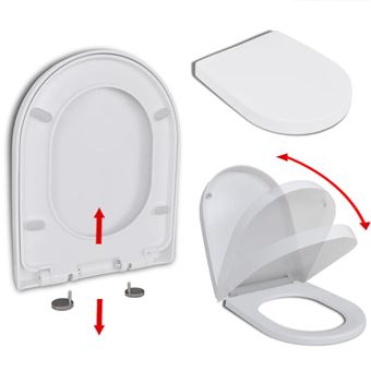 Tampo de sanita oval vidaXL | Fecho suave design remoção rápida quadrado branco - 1