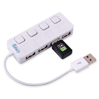 Hub Goeik USB 2.0 de 4 Portas, com Interruptores On/Off - Branco - 1