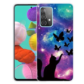 Capa e TPU padrão Anti-riscos gato e borboletas para Samsung Galaxy A32 4G (EU Version) - 1